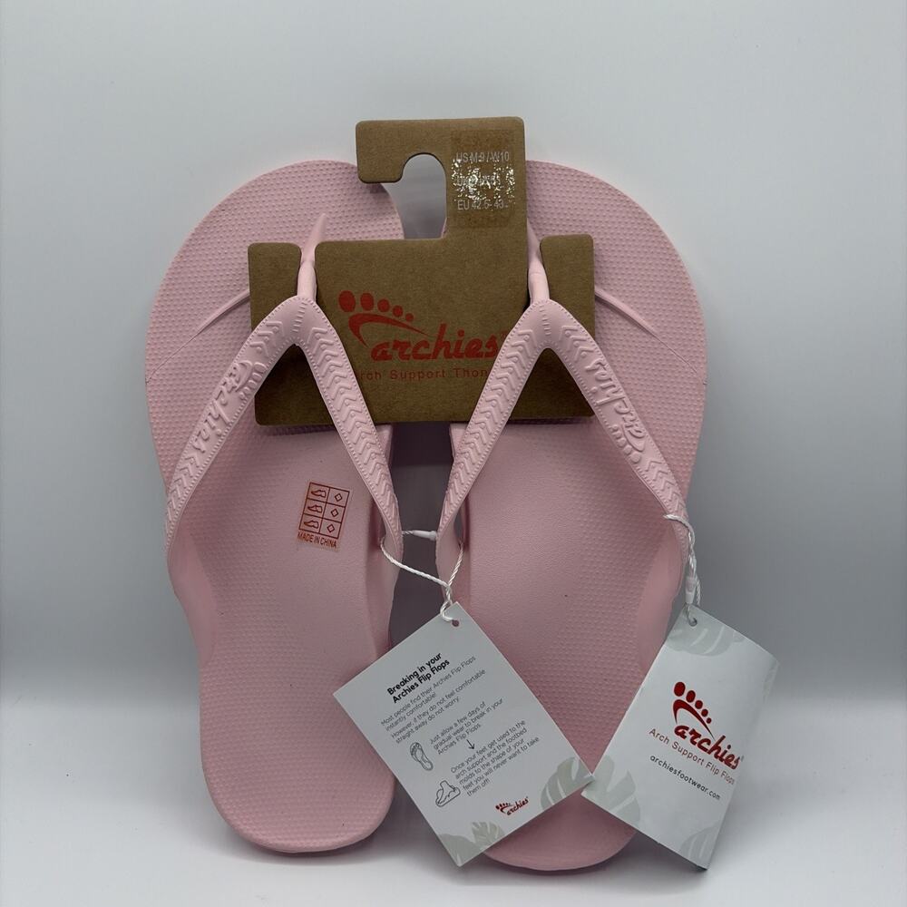 Archies Flip Flop Sandals Unisex Sz M9 W10 Light Pink Arch Support Therapy NWT